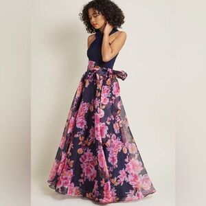 Eliza J Floral Formal Maxi Dress with Halter Top and Padded Cups